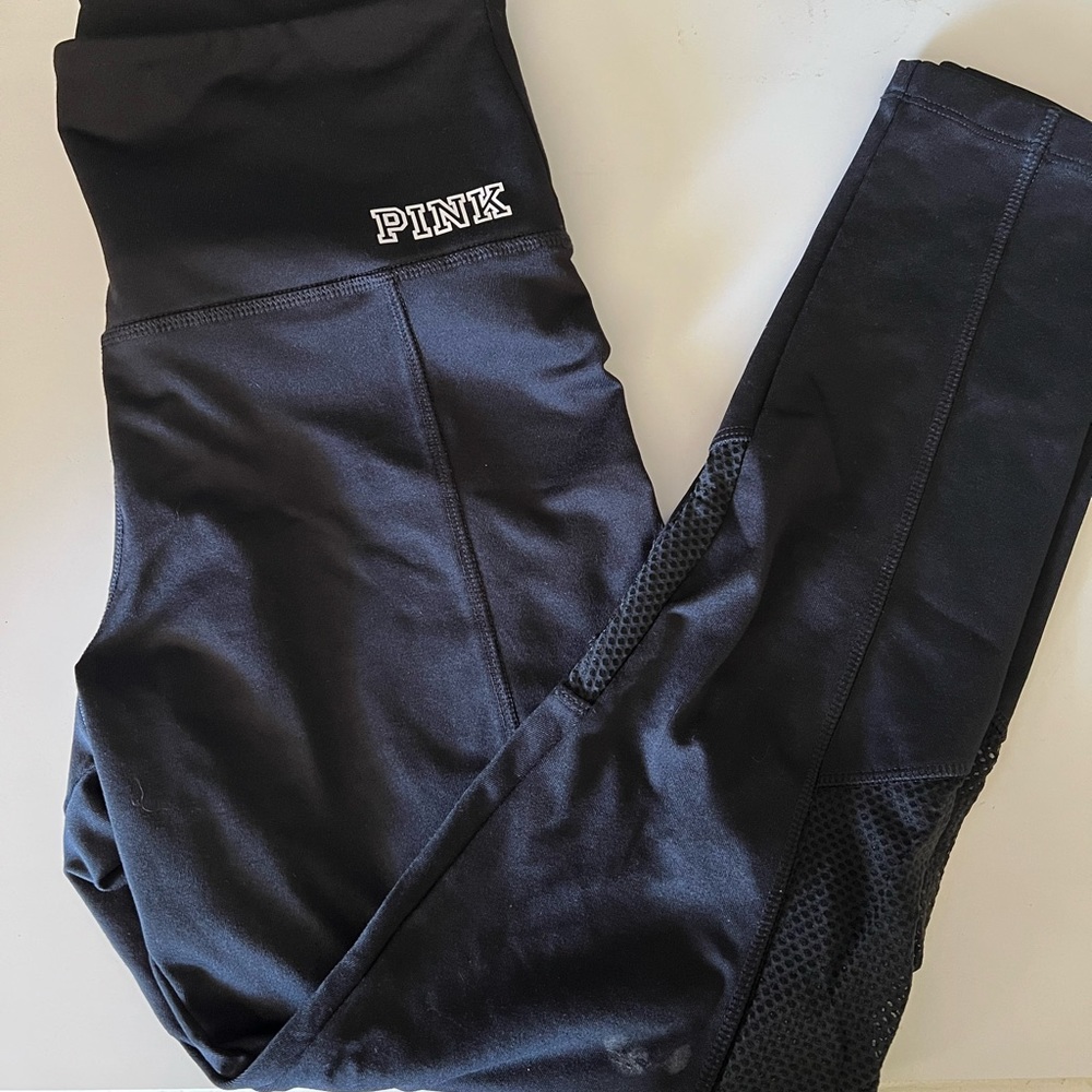 VS PINK Ultimate Leggings, size medium, w/mesh panel at calves.